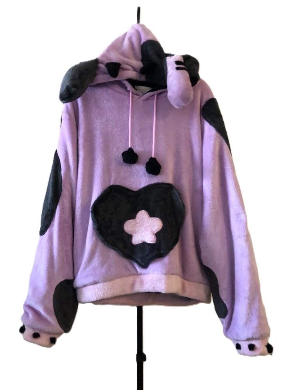 Sugary Carousel Plush Hoodie Snuggle Wear Ube The Goth Cow Size XL Purple Pink